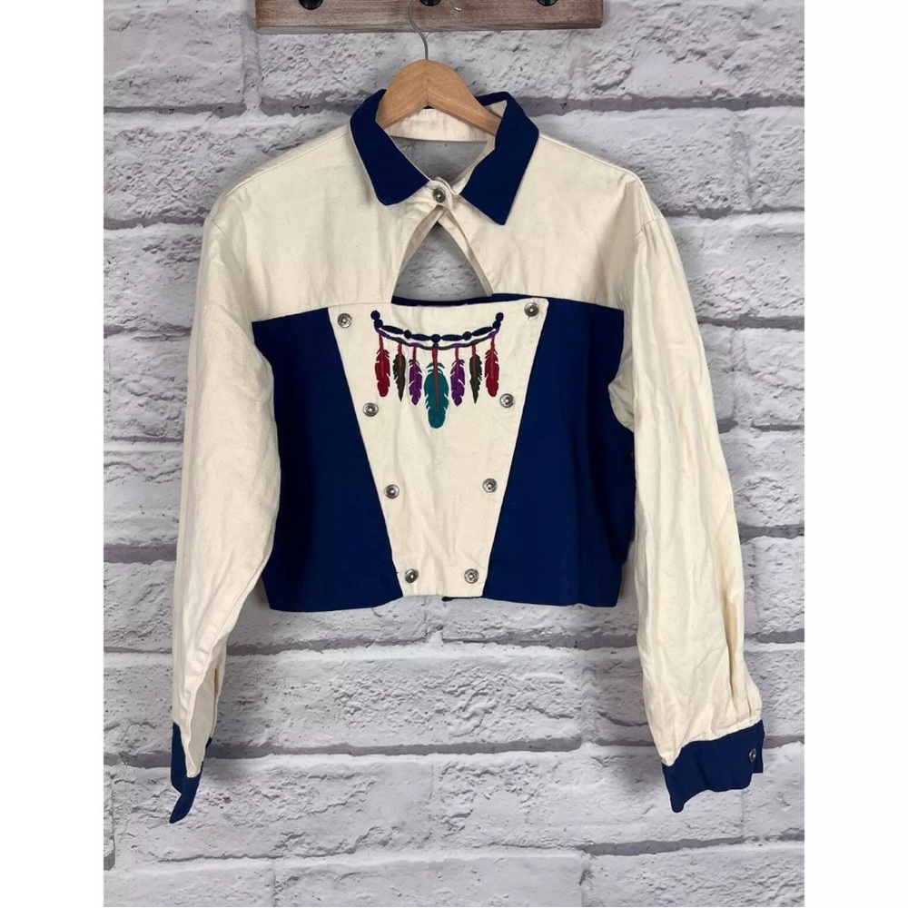 Vintage Banjo Cropped Western Shirt with Keyhole